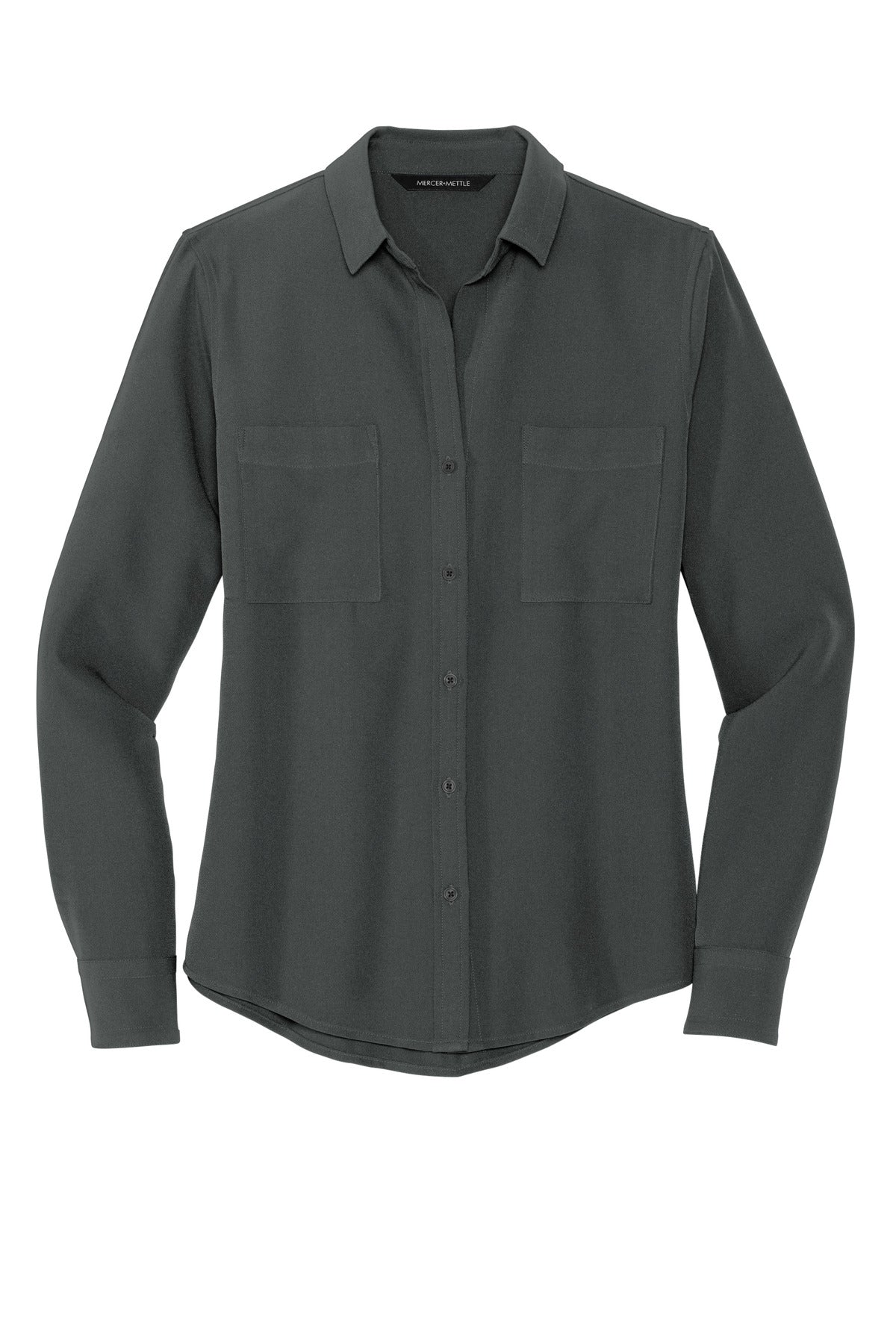 Ladies Long Slv Stretch Crepe Camp Shirt