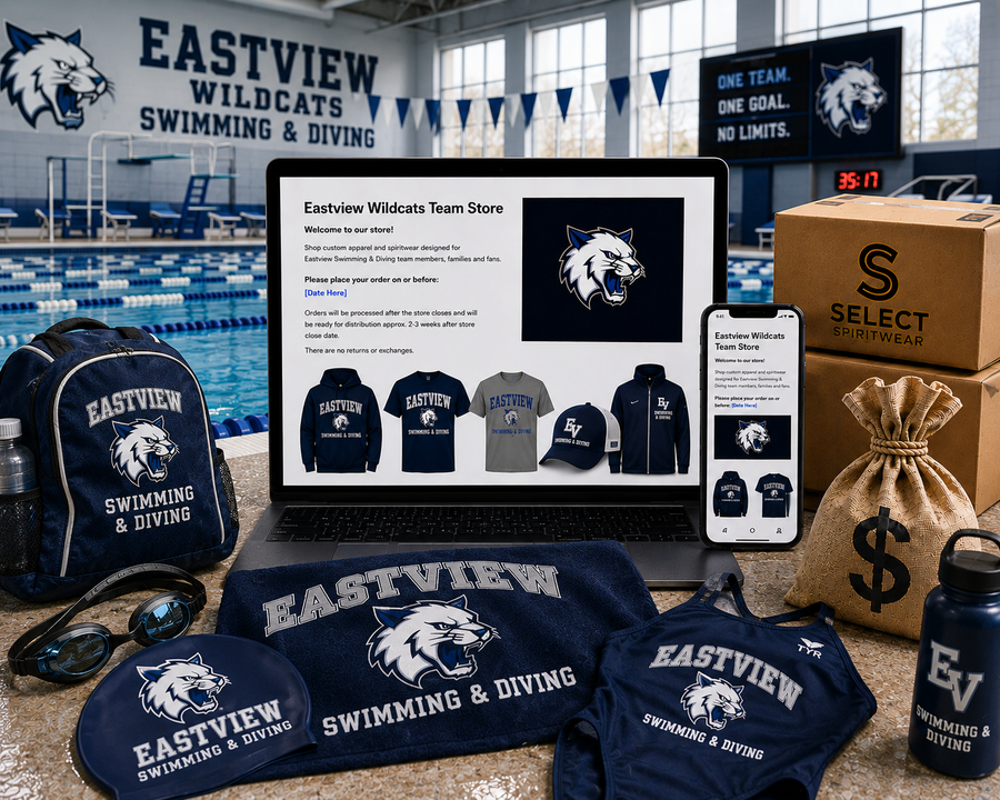 Swimming and Diving team fundraising with custom apparel