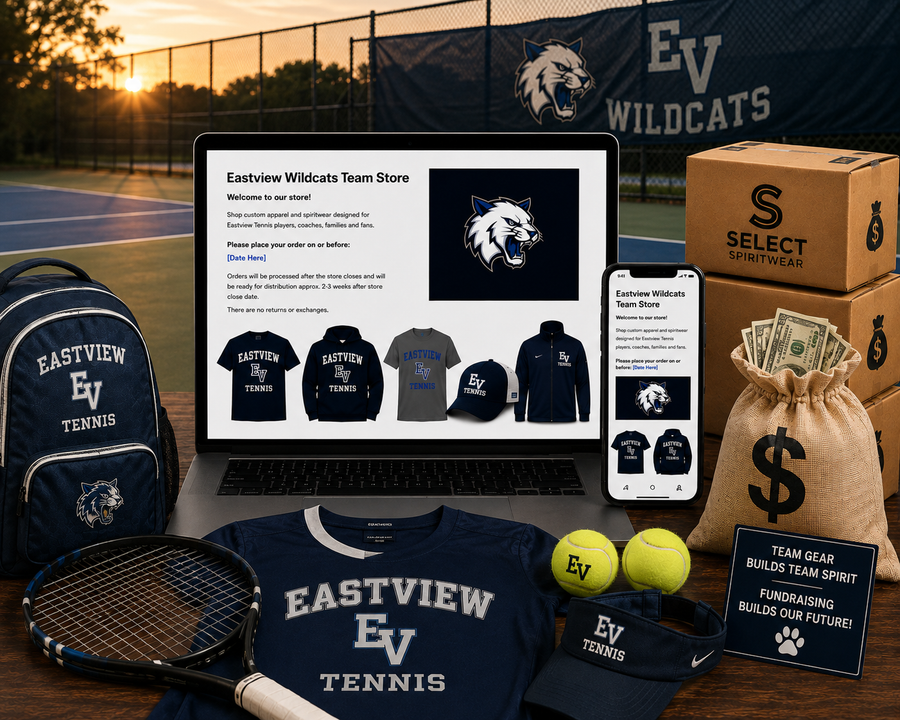 Tennis team fundraising with custom apparel