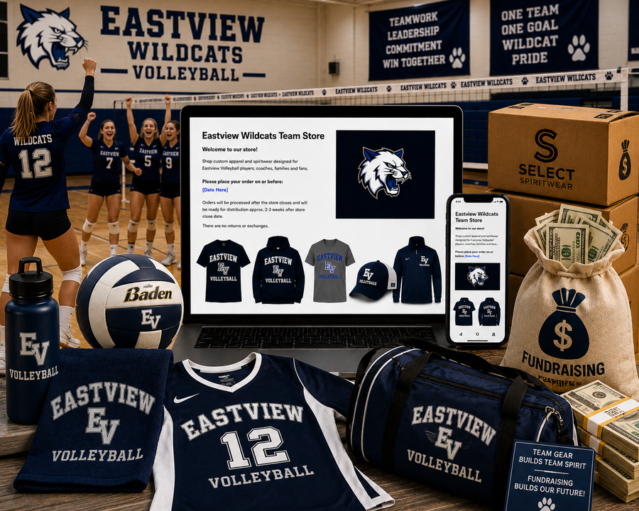 Volleyball team fundraising with custom apparel