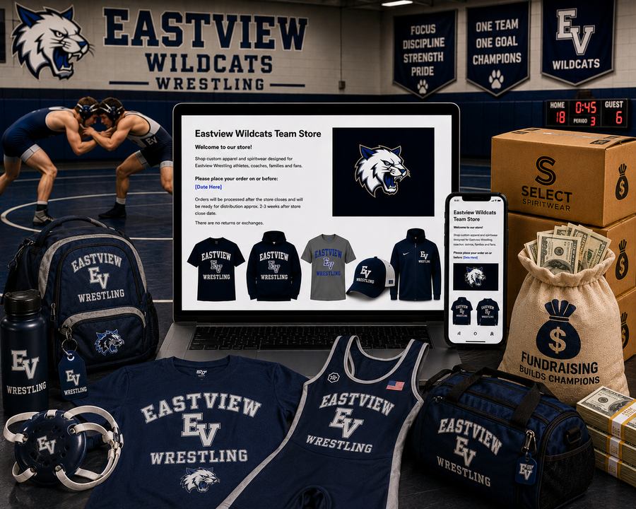 Wrestling team fundraising with custom apparel