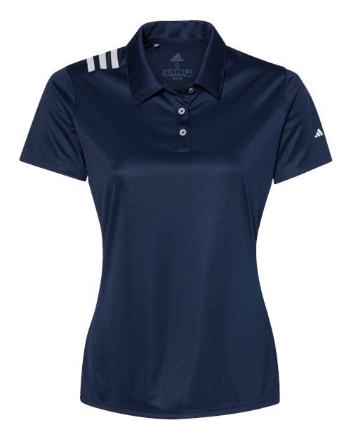 Ladies Adidas 3 Stripe Shoulder Polo Shirt
